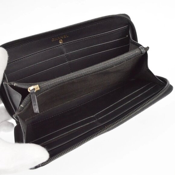Chanel Black Calfskin Zip Around Long Wallet - Picture 5 of 9